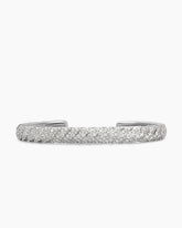 Sculpted Cable Cuff Bracelet in 18K White Gold with Diamonds, 7mm